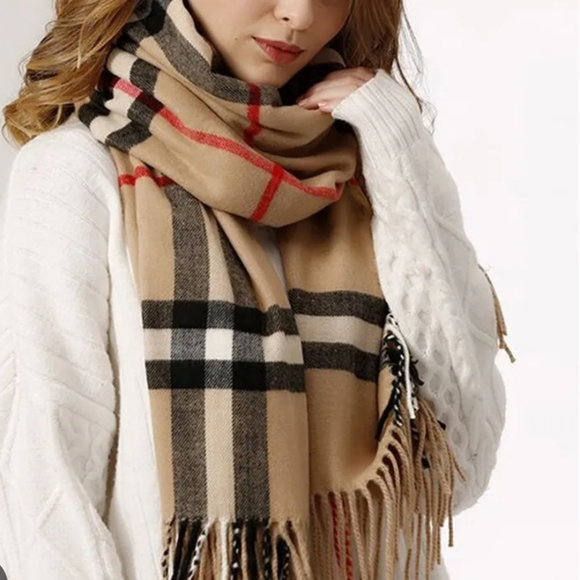 pashmina Accessories - 🍁Pashmina Tan and Black Scarves & Wraps